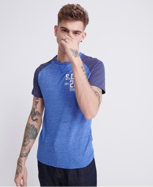 Superdry Classic Varsity Raglan Férfi Pólók Kék | SCGBU3051